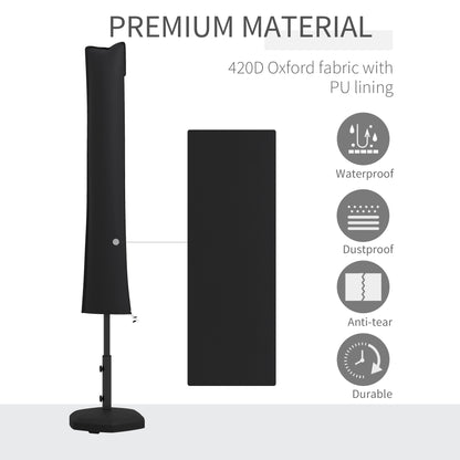 Parasol Cover, Patio Cantilever Cover, Banana Umbrella Cover with Zipper, Black