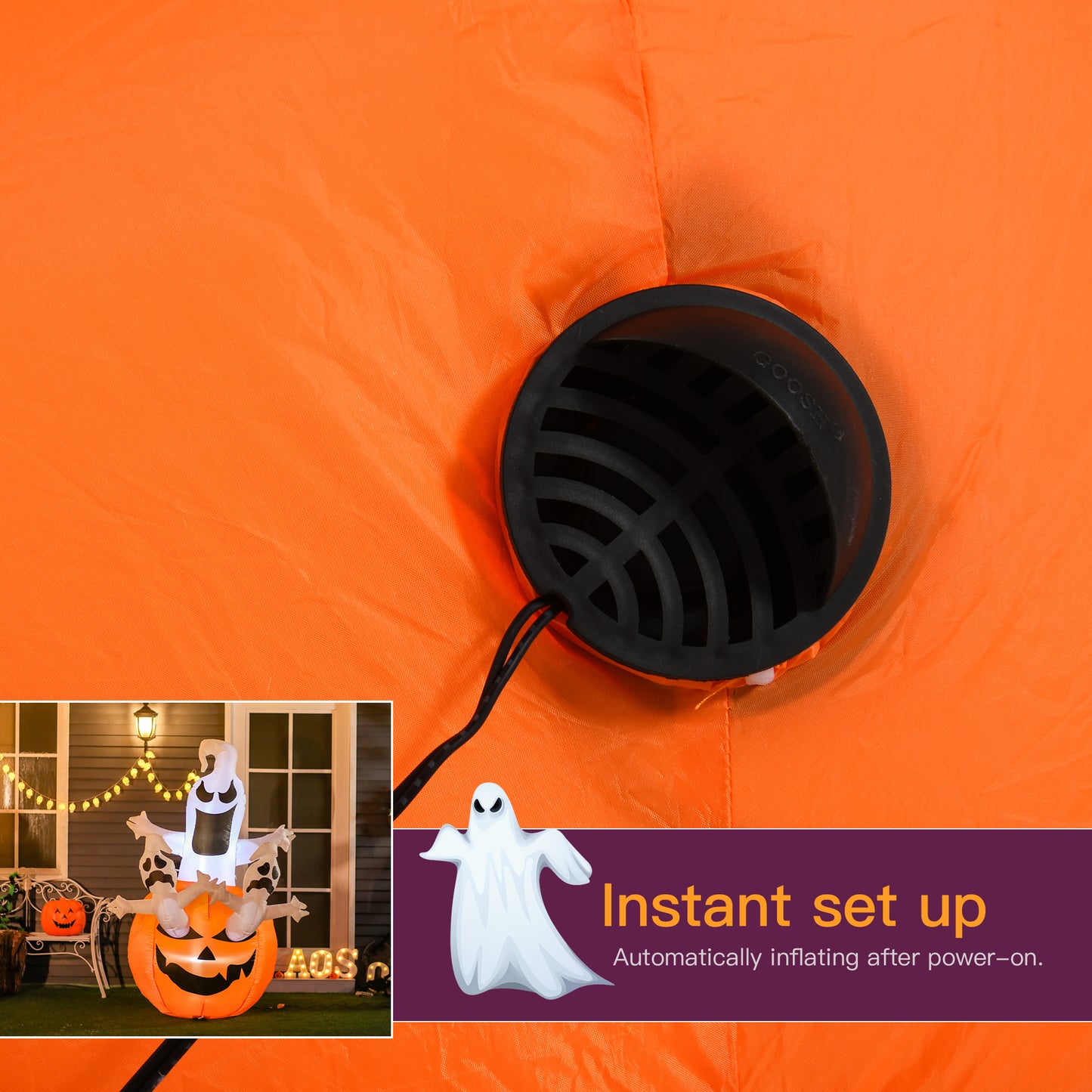 6FT Tall Halloween Inflatable Jack-O-Lantern and Ghosts, Outdoor Blow Up Yard Decoration with Pumpkin Lantern and LED Li