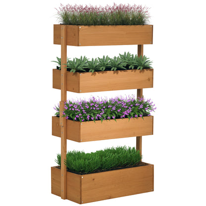 4-Tier Raised Garden Bed, 31.5" x 18" x 56" Vertical Elevated Planter Rack with Non-woven Fabric, Wooden Raised Planter 