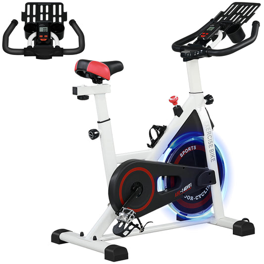 Soozier Adjustable Upright Stationary Exercise Bike with LCD Display, Suitbale for Beginer and Home Gym, Indoor Cycling 