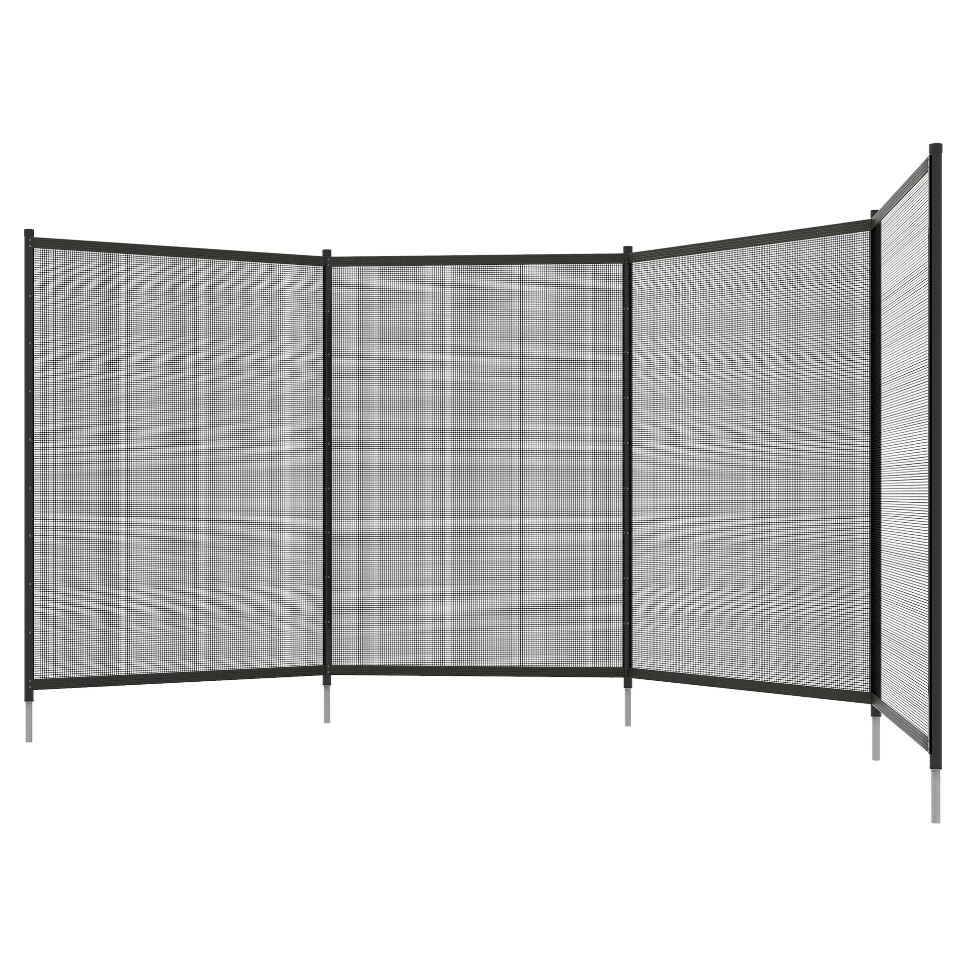 4-Panel Swimming Pool Fence, Aluminium Rustproof Pool Fencing, Overall Size 4' x 12', Black