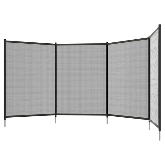 4-Panel Swimming Pool Fence, Aluminium Rustproof Pool Fencing, Overall Size 4' x 12', Black