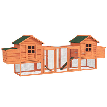 123" Extra Large Chicken Coop Wooden Poultry House Rabbit Hutch Hen Backyard with Outdoor Run Ramps and Nesting Boxes, O