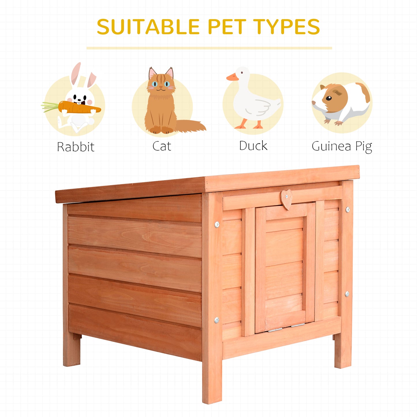 Wooden Rabbit Hutch, Bunny Cage with Waterproof & Openable Asphalt Roof, Outdoor Cat House Guinea Pig Cage Duck Shelter,
