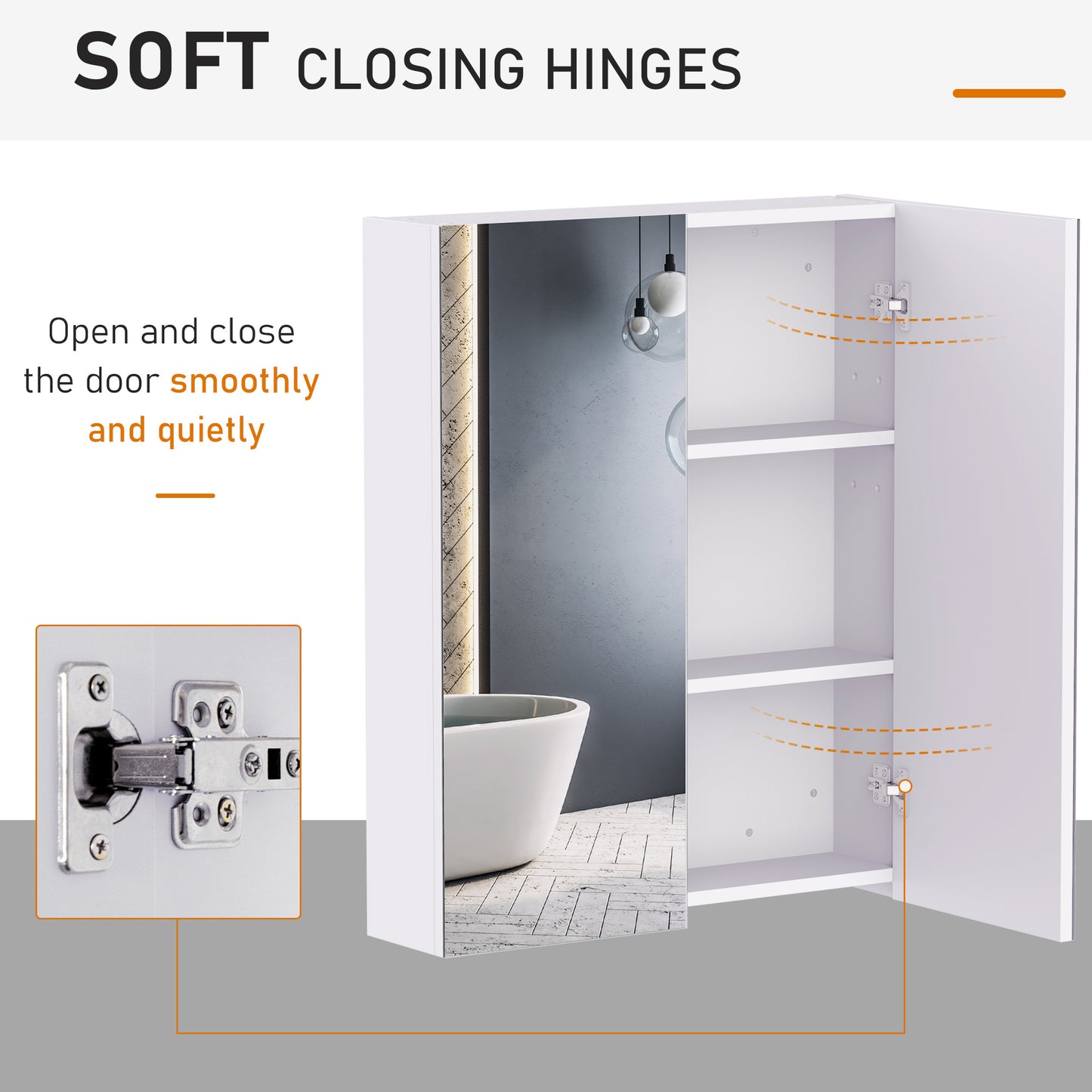 Wall Mount Medicine Cabinet with Mirror, Bathroom Mirror Cabinet Storage Organizer with Adjustable Shelf, Double Door Cu