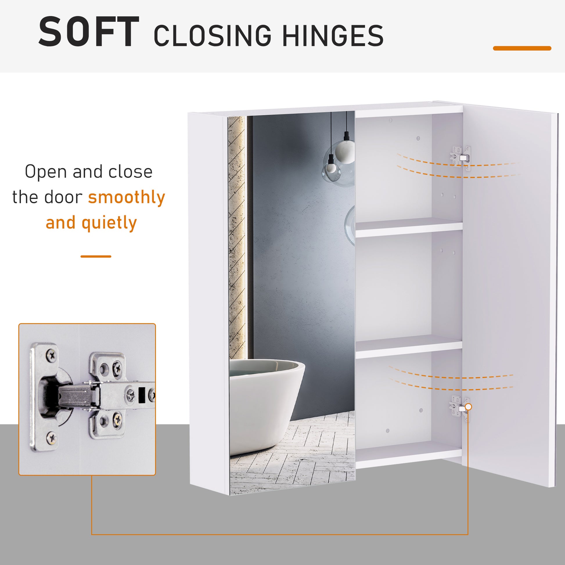 Wall Mount Medicine Cabinet with Mirror, Bathroom Mirror Cabinet Storage Organizer with Adjustable Shelf, Double Door Cu