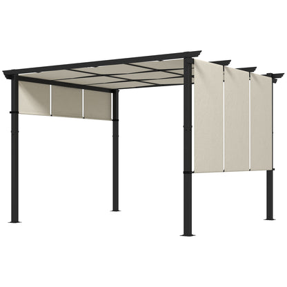 10' x 12' Metal Pergola, Outdoor Pergola with Retractable Canopy, for Garden, Patio, Backyard, Deck