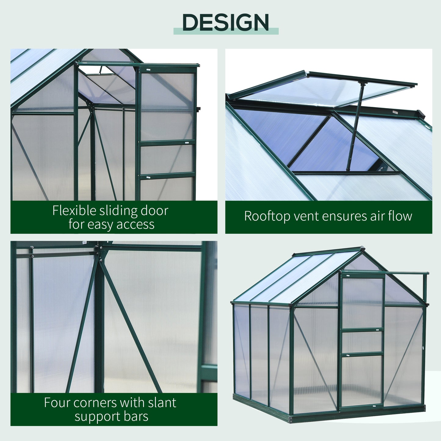 6.2' x 6.3' x 6.6' Clear Polycarbonate Greenhouse, Large Walk-In Green House Garden, Plants Grow, Galvanized Sheet  Fram