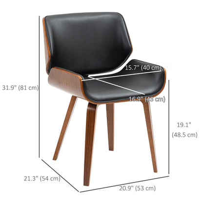 Dining Chairs Set of 2, PU Leather Kitchen Chairs with Upholstered Seats and Solid Wood Legs for Dining Room, Black