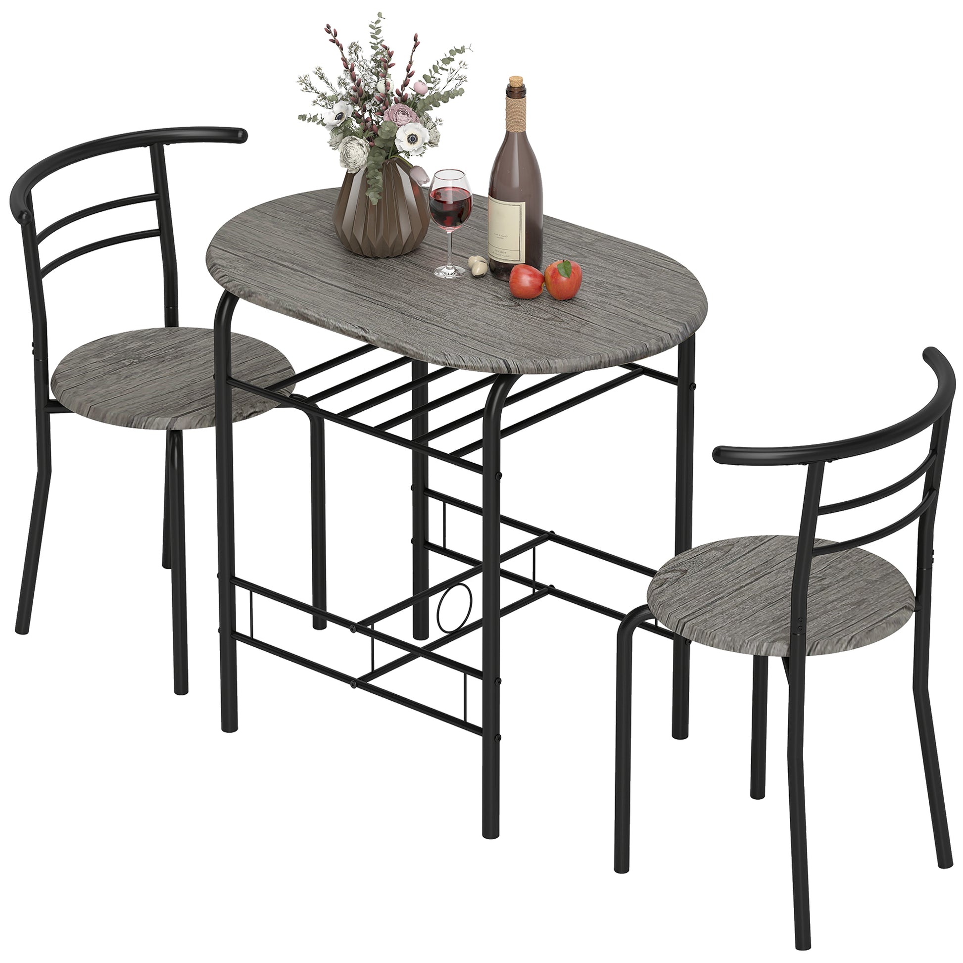 Dining Table Set of 3, 31.5" Kitchen Table and Chairs Set for 2 with Shelf, for Small Space, Dining Room, Living Room