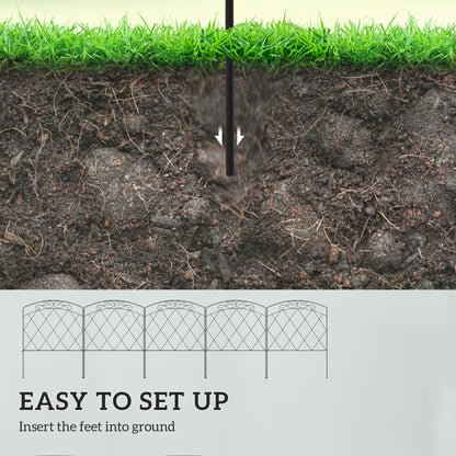 5 Pack Garden Fencing for Yard, Decorative Fence Panels as Animal Barrier and Flower Edging, Swirls Black