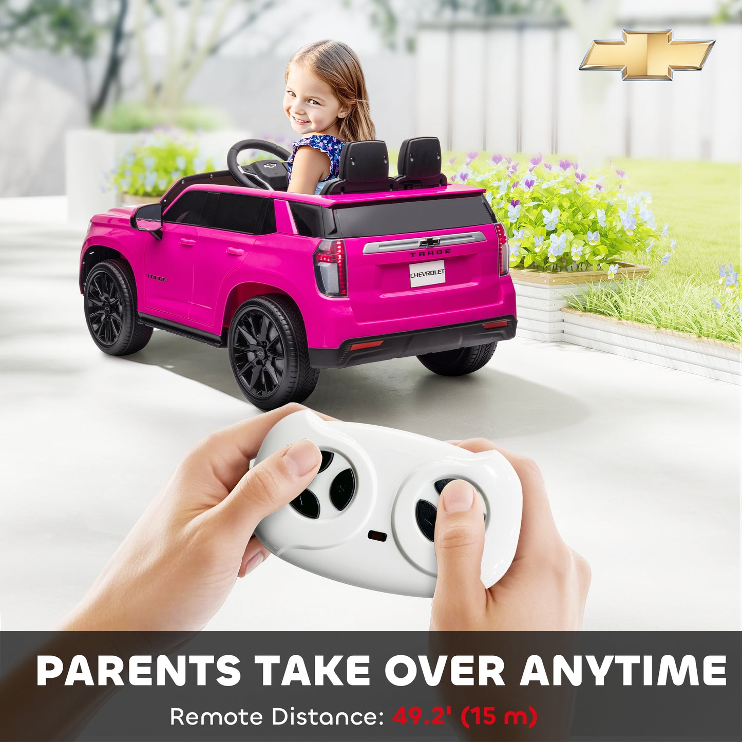 VarietyKart Licensed Chevrolet Tahoe Kids Ride on Car, 12V 7AH Toddler Electric Car with Parent Remote Control, 3 Speeds
