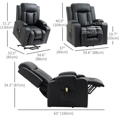 Power Lift Recliner Chair for Elderly, PU Leather Electric Recliner Chair with Footrest, Remote Control, Side Pockets an