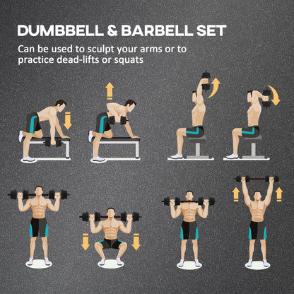 Soozier 44lbs 2-in-1 Adjustable Dumbbells Weight Set, Dumbbell Hand Weights Barbell for Body Fitness, Lifting Training f