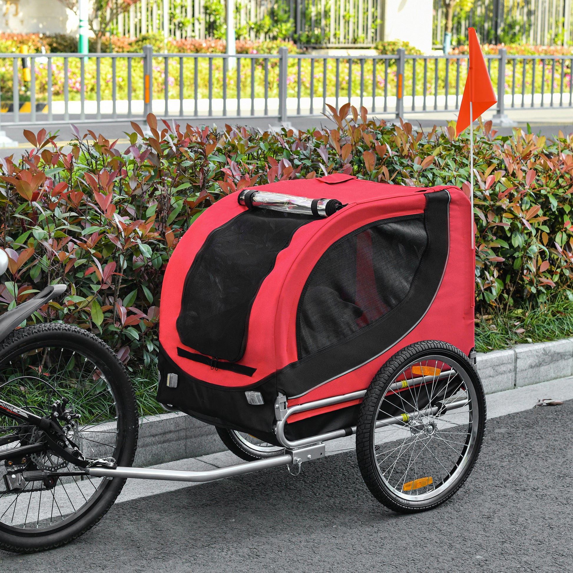 VarietyKart Dog Bike Trailer, Pet Cart Bicycle, Wagon Cargo Carrier Attachment with Hitch, Reflectors, Flag for Small Me