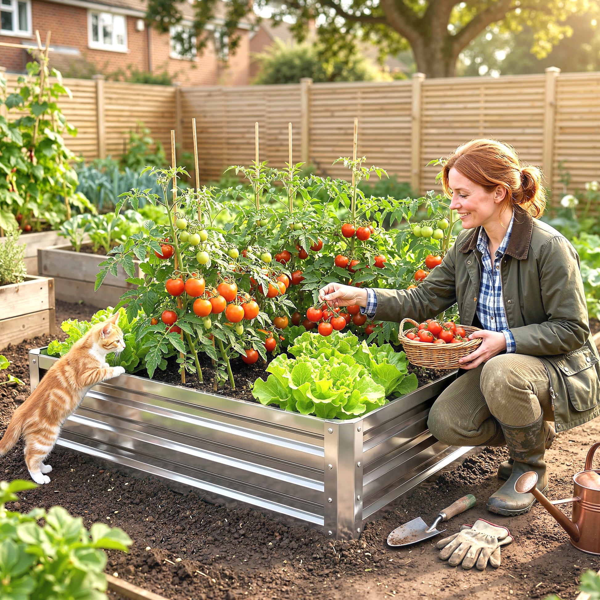 4' x 4' x 1' Galvanized Raised Garden Bed, Outdoor Metal Planter Box with Open Bottom, Square Raised Garden Box for Vege