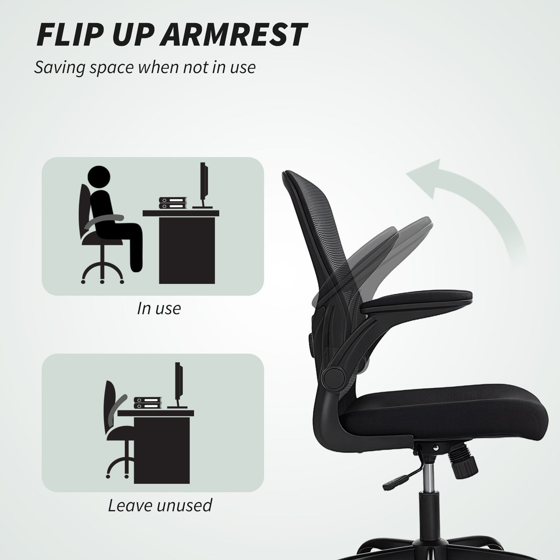 Ergonomic Mesh Office Chair with 4D Lumbar Support, Swivel Desk Chair with Flip-up Armrests, Tilt Function, Black