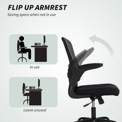 Ergonomic Mesh Office Chair with 4D Lumbar Support, Swivel Desk Chair with Flip-up Armrests, Tilt Function, Black
