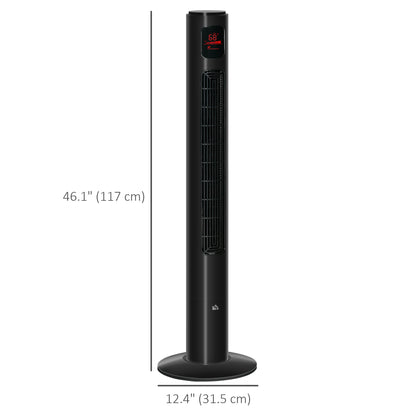 Freestanding Tower Fan Cooling for Home Bedroom with Oscillating, 3 Speed, 12h Timer, LED Sensor Panel, Remote Controlle
