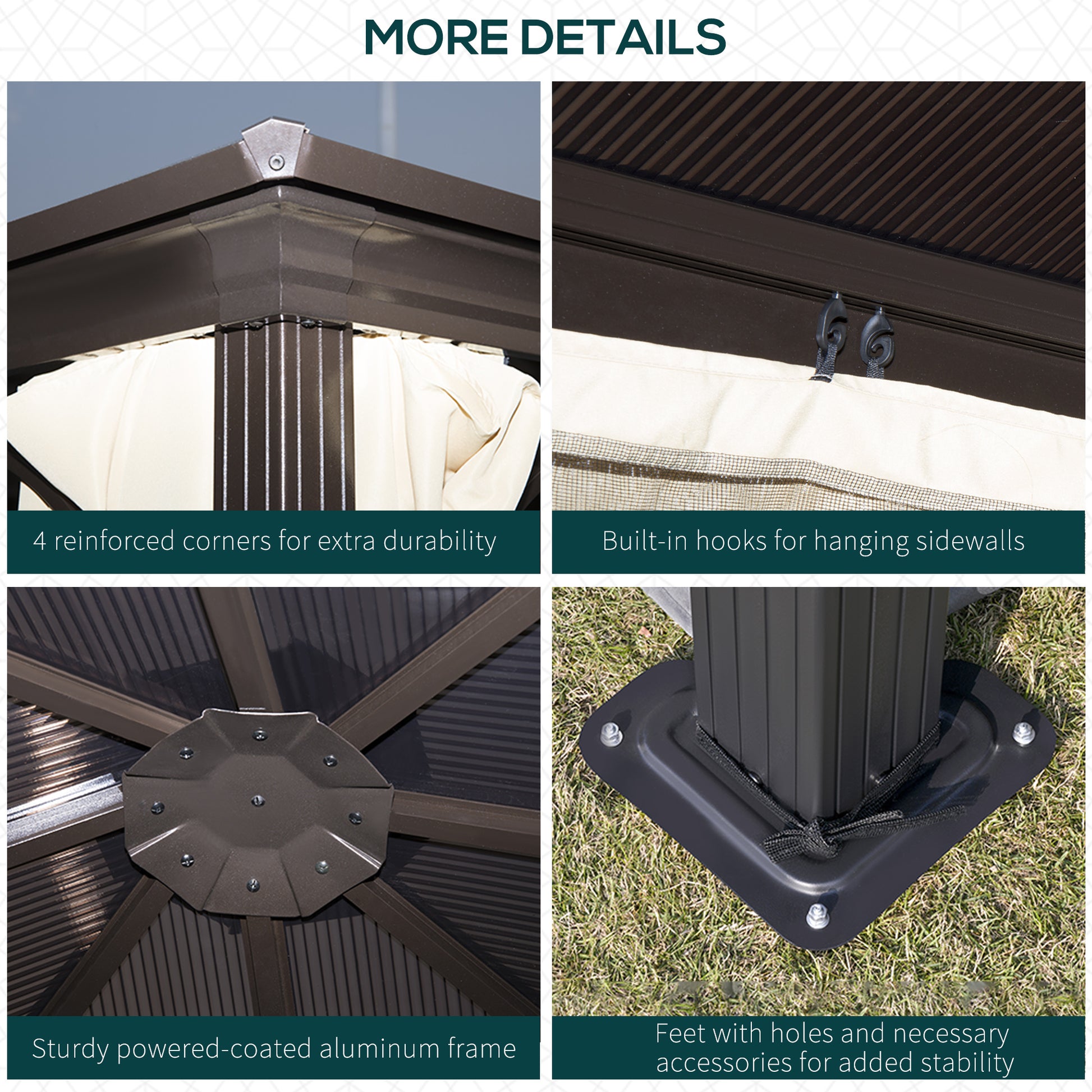 10 x 10 ft Hard Top Gazebo Canopy, Outdoor Patio Shelter with Heavy-Duty Metal Frame, Sun Shade with Curtains and Waterp