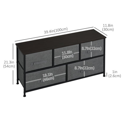 Linen Drawer Cabinet Organizer Storage Dresser Tower with 5 Removable Drawer Metal Frame Adjustable Feet for Living Room