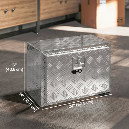 24 Inch Underbody Truck Tool Box, Heavy Duty Aluminum Tool Box, Storage Toolbox Chest Organizer with Lock and Keys