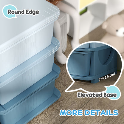 Qaba 3 Tier Kids Toy Organizer and Storage Bins with 6 Plastic Drawers, Blue