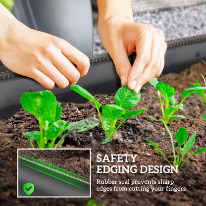 7.9 x 2 x 1ft Galvanized Raised Garden Bed Kit, Metal Planter Box with Safety Edging, Dark Grey
