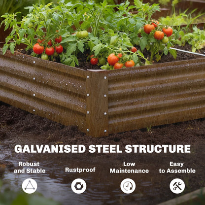 6 x 3 x 1ft Galvanized Raised Garden Bed, Reinforced Outdoor Planter Box with Open Bottom, Wood-Effect