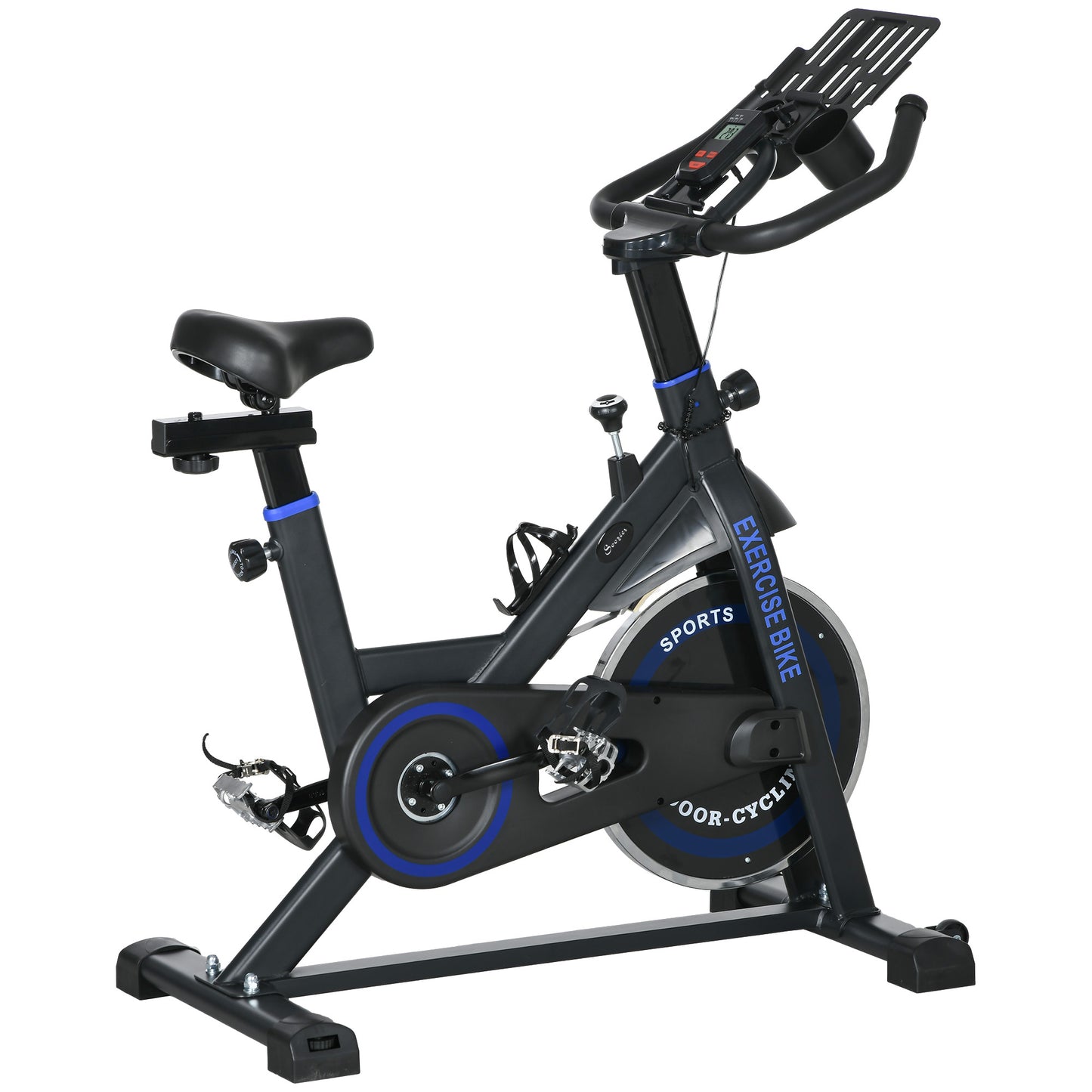 Soozier Adjustable Upright Stationary Exercise Bike w/ LCD Display, Indoor Cycling Bike for Home w/ Adjustable Resistanc