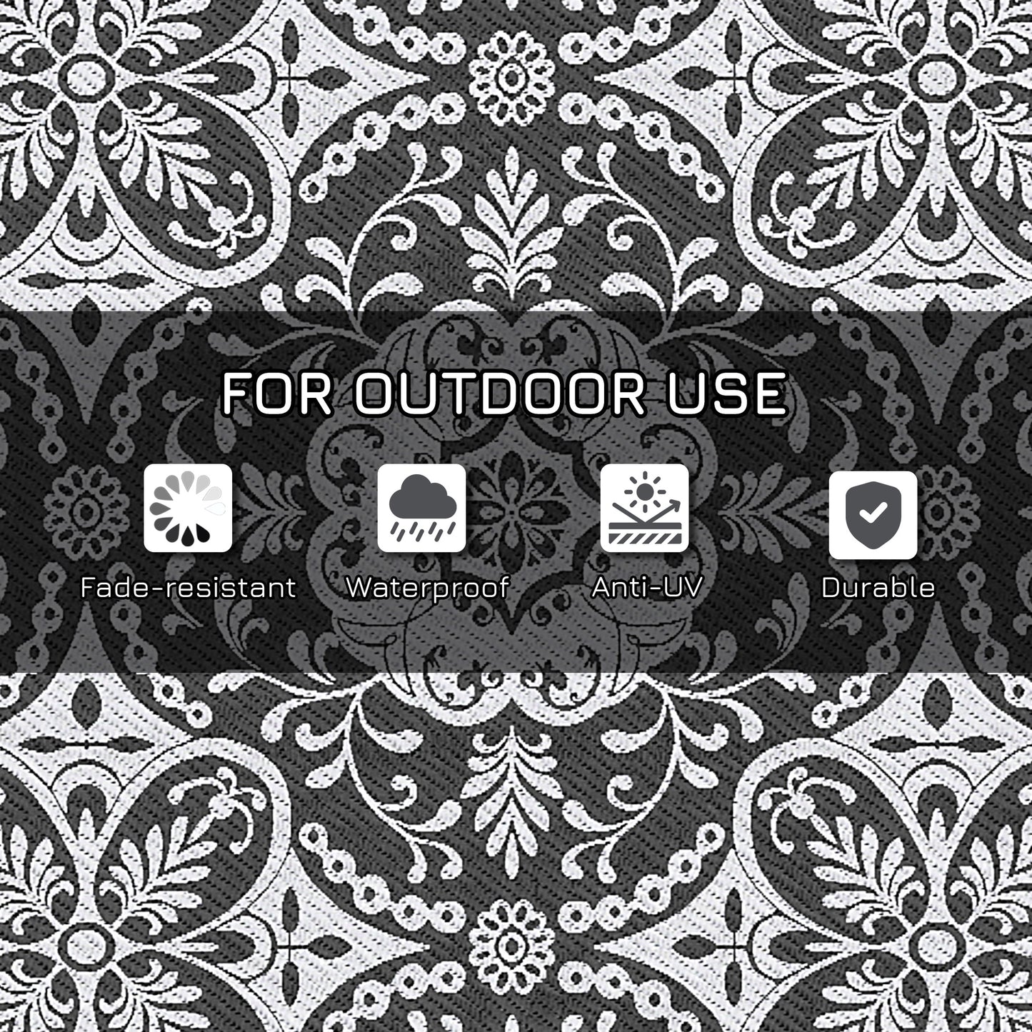 Portable Outdoor Rug with Carry Bag, 9' x 18' Reversible Mat, Waterproof Plastic Straw RV Rug for Backyard, Deck, Picnic