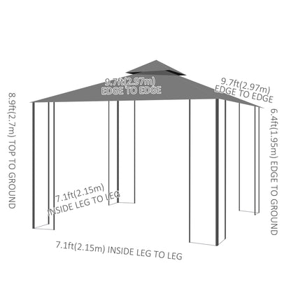10'x10' Garden Gazebo Patio Canopy Portable Party Event Backyard w/ Mosquito Netting Grey