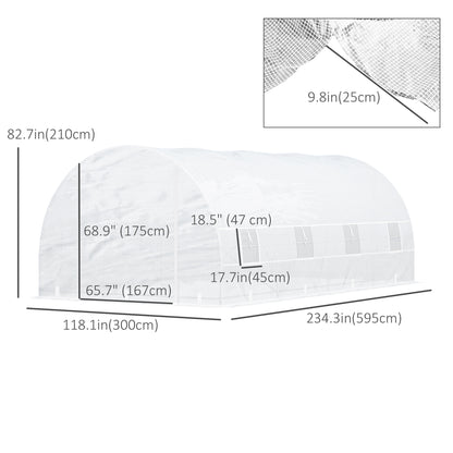 20x10x7ft Heavy Duty Tunnel Walk-in Greenhouse Outdoor Backyard Seed Plant Vegetables Grow Warm House White