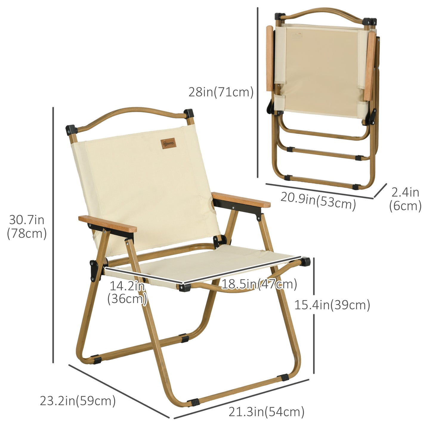 Set of 2 Camping Chair, Lightweight Folding Chair, Portable Armchairs, Excellent for Festivals, Fishing, Beach and Hikin