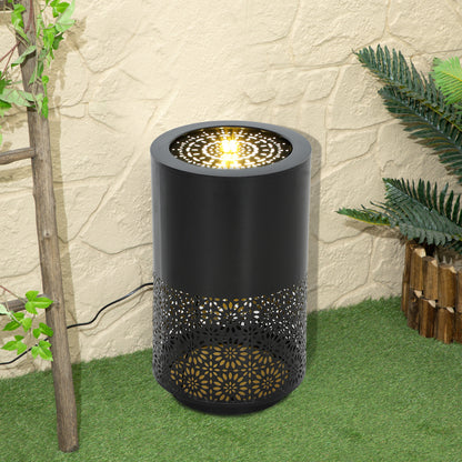 21" Tall Garden Waterfall Fountain with LED Lights, Outdoor Water Fountain Water Feature with Adjustable Flow, Black