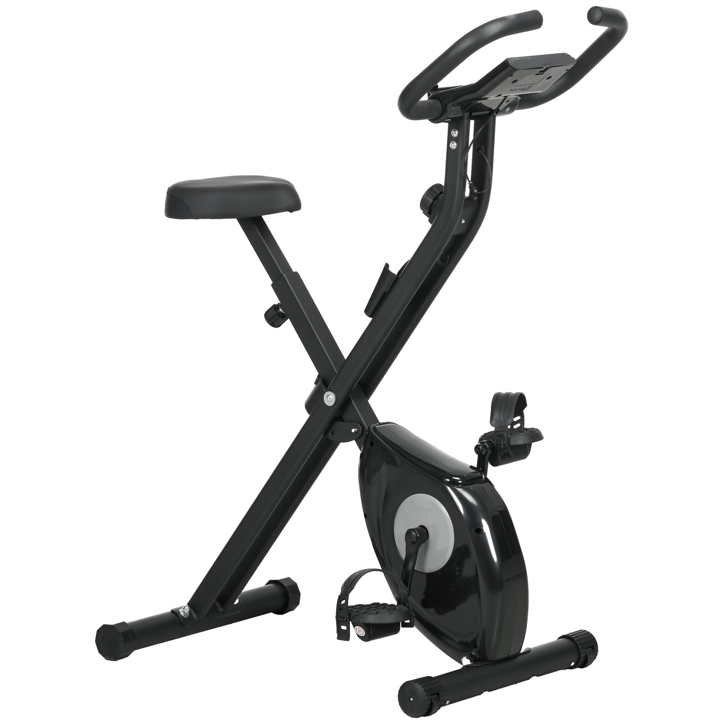 Soozier Foldable Exercise Bike Indoor Stationary Bike w/ 8-Level Magnetic Resistance LCD Screen Phone Holder for Home Gy