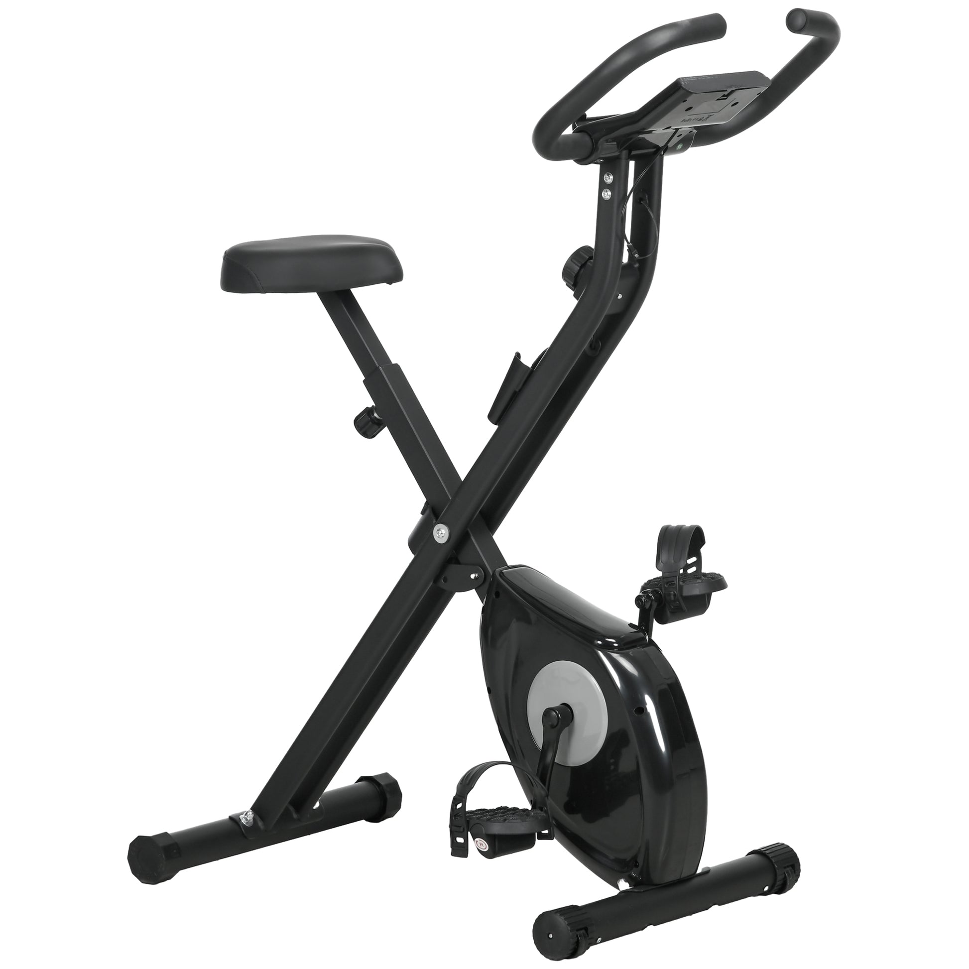 Soozier Foldable Exercise Bike Indoor Stationary Bike w/ 8-Level Magnetic Resistance LCD Screen Phone Holder for Home Gy