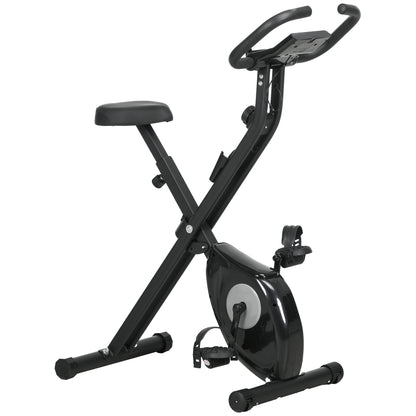Soozier Foldable Exercise Bike Indoor Stationary Bike w/ 8-Level Magnetic Resistance LCD Screen Phone Holder for Home Gy