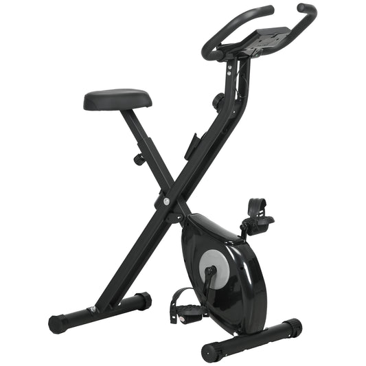 Soozier Foldable Exercise Bike Indoor Stationary Bike w/ 8-Level Magnetic Resistance LCD Screen Phone Holder for Home Gy