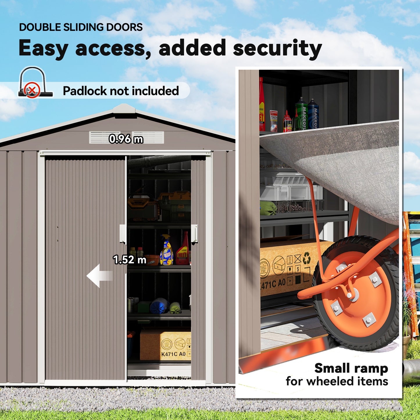 7 x 4 x 6 ft Metal Outdoor Storage Shed, Heavy-Duty Garden Tool House with Foundation Kit and Double Doors, Ideal for Pa