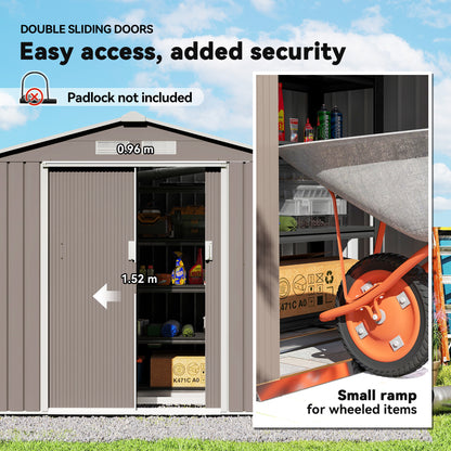 7 x 4 x 6 ft Metal Outdoor Storage Shed, Heavy-Duty Garden Tool House with Foundation Kit and Double Doors, Ideal for Pa