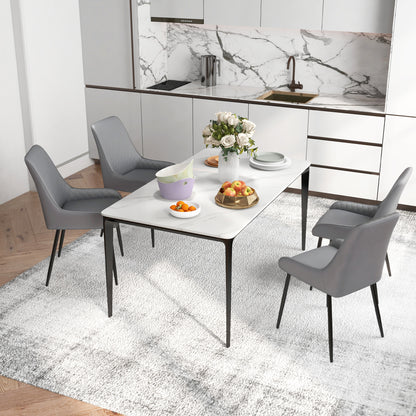 Upholstered Kitchen Chairs, Modern Dining Chairs Set of 4 with Diamond Tufting and Steel Legs for Dining Room, Grey