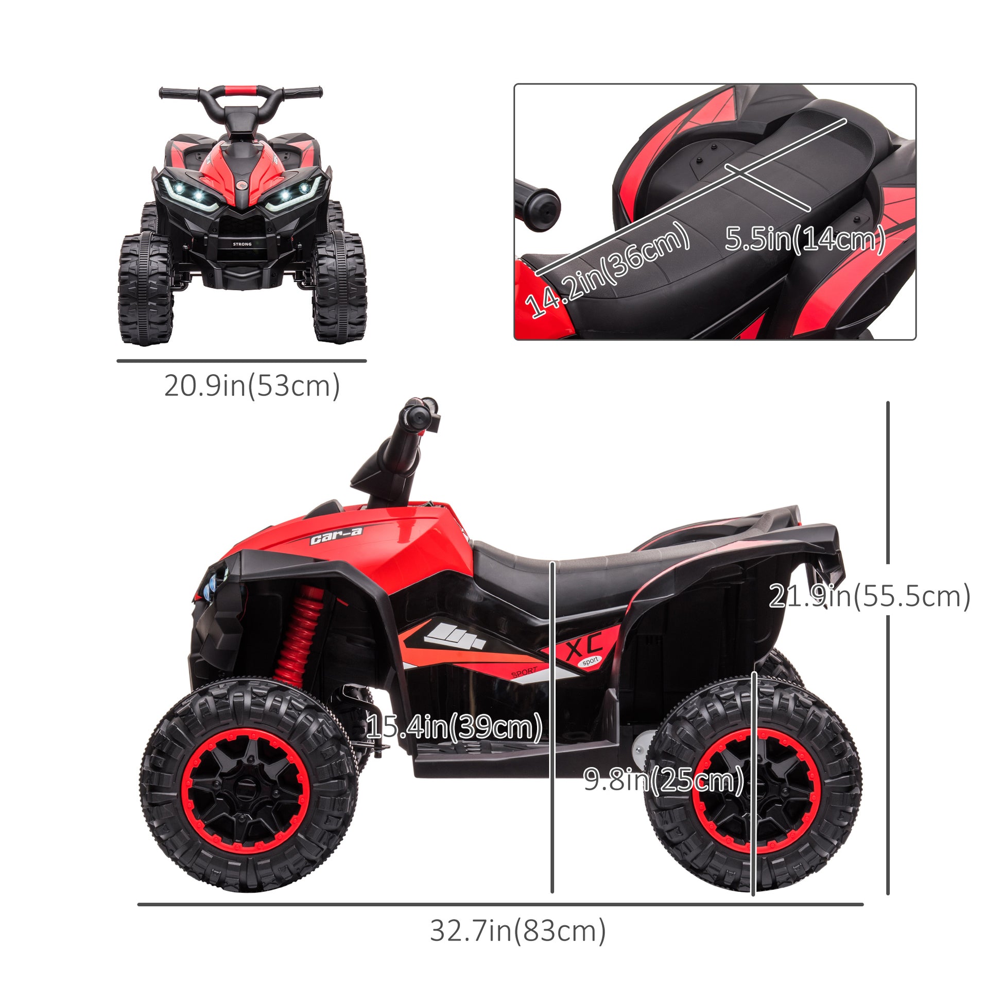 VarietyKart Kids 4 Wheeler Quad with Music, Headlights, High & Low Speed, Kids ATV for 3-5 Years Old Boys & Girl, Red