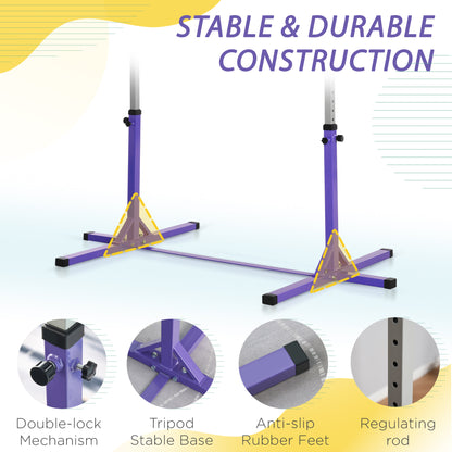 Soozier Professional Gymnastics Bar for Kids, Toddler Home Gymnastics Equipment with 13-level Adjustable Height, Purple