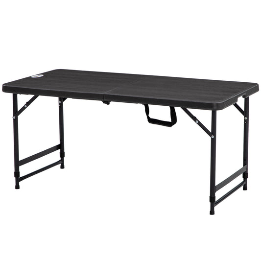 Foldable Patio Dining Table for 4, Height Adjustable Outdoor Table for Garden Lawn Backyard, Dark Grey