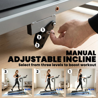 Soozier Walking Pad Treadmill with 16.5% Incline, Foldable Treadmill with LCD Monitor and Handle Bar for Home, Non-Elect