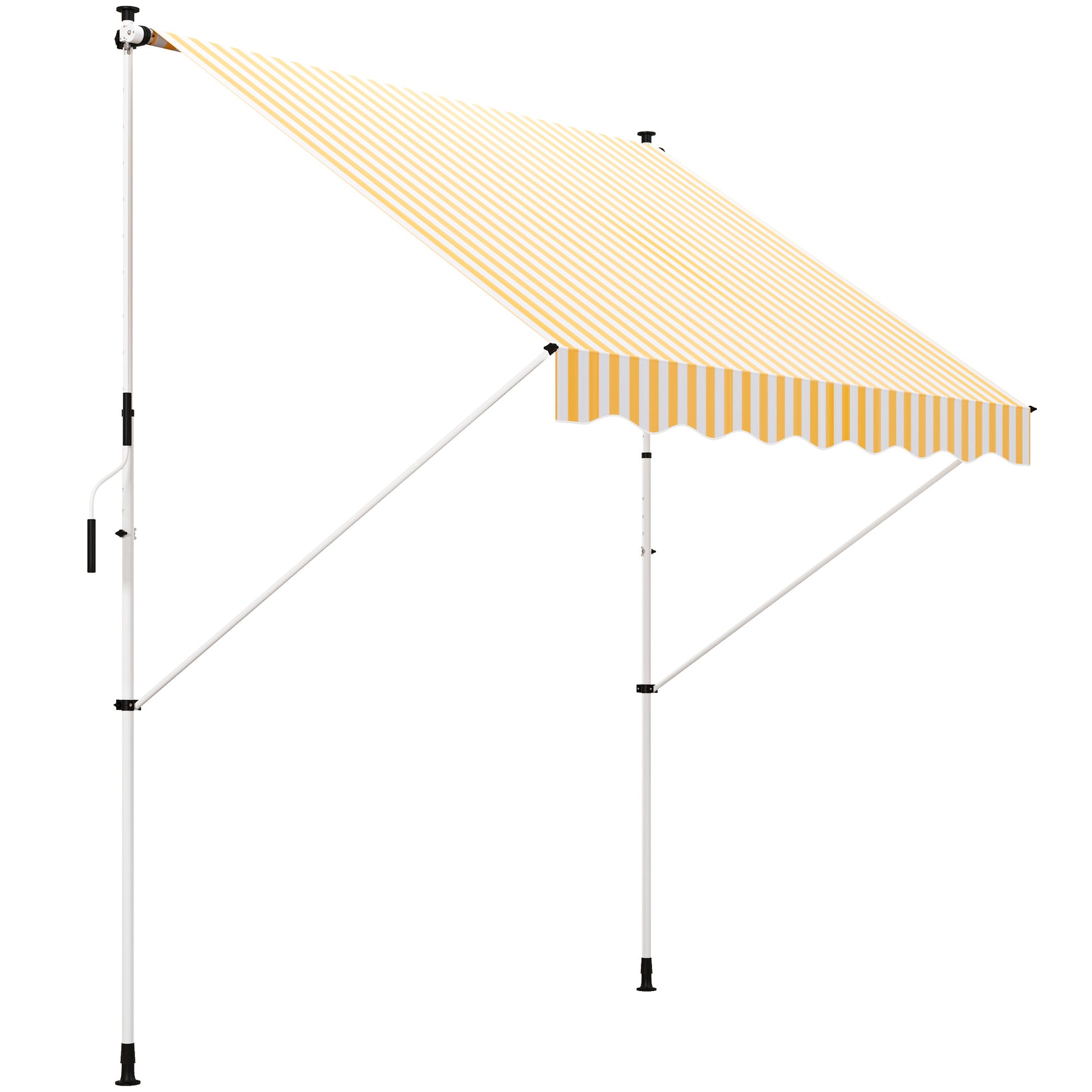 10x5ft Manual Retractable Awning, Patio Sun Shade Canopy Shelter with 5.6-9.2ft Support Pole, Water Resistant UV Protect