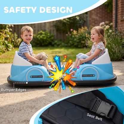 Qaba 12V Bumper Car for Toddlers, Ride On Car with 360 Degree Remote Control, Lights Music Horn, for 1.5-5 Years, Light 