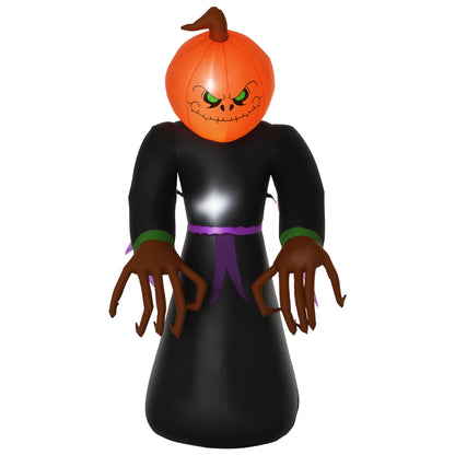 7ft Inflatable Halloween Decoration Pumpkin Reaper, Blow-Up Outdoor LED Yard Display with Lights for Garden, Party, Holi