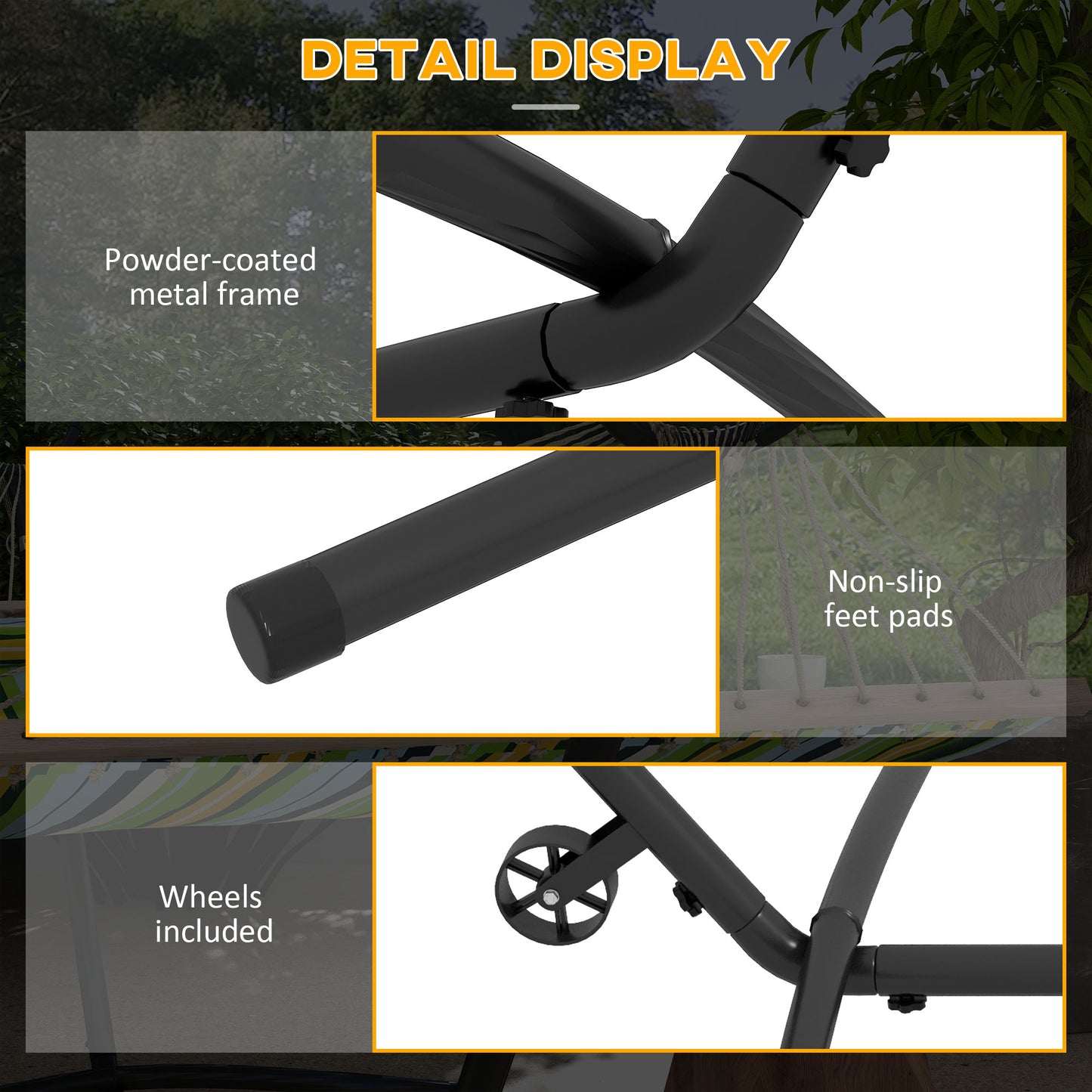 9.5ft Hammock Stand Only, Portable Hammock with Wheels, Adjustable Hammock Net Stand, for String-style, Brazilian-style,